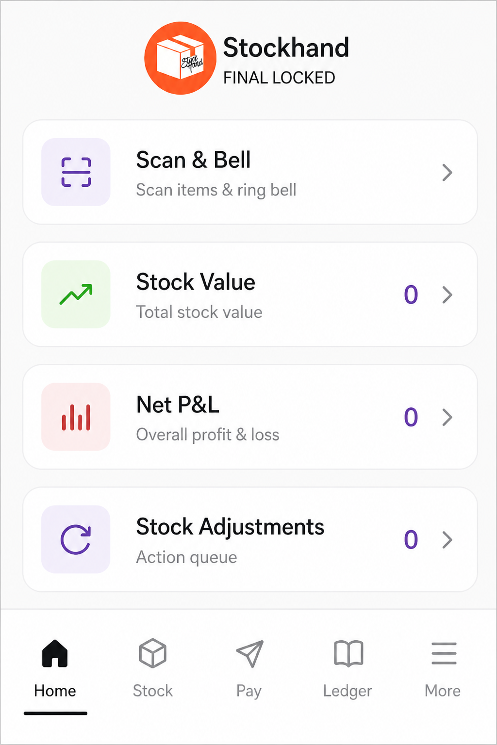 Low-stock inventory list on phone